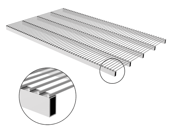 A piece of transformer grating with round bars.
