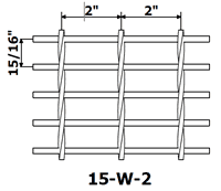 Un dessin montre une grille de barres d'acier 15w2 et 15p2