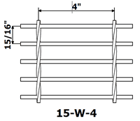 A drawing shows 15w4 and 15p4 steel bar grating