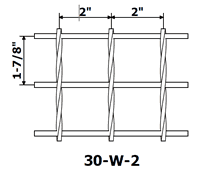 Un dessin montre une grille de barre d'acier 30w2 et 30p2