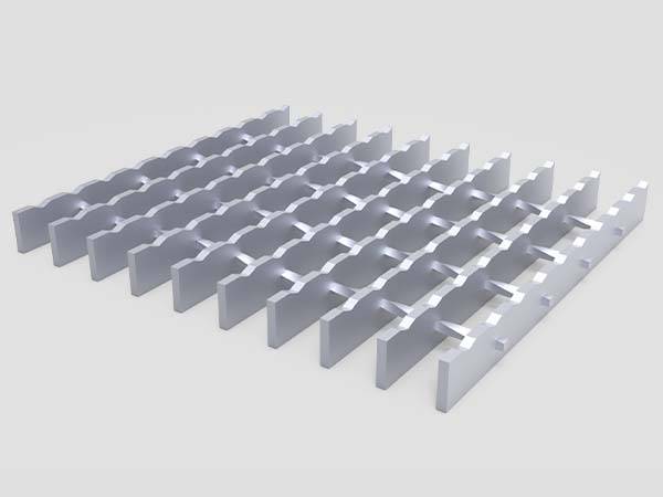 Se muestra la rejilla de aluminio con una superficie dentada.