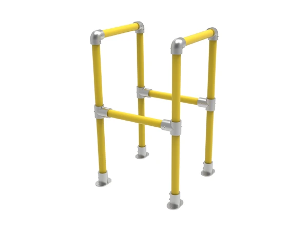 The grid type modular handrails consist of four side posts and two horizontal posts.
