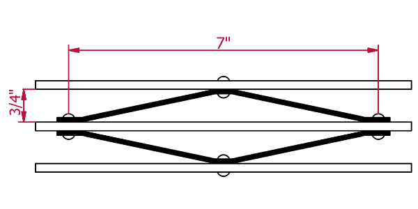 Riveted bar grating with 3/4＂ bearing bar spacing and 7＂ cross bar spacing