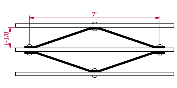 Riveted bar grating with 1-1/8＂ bearing bar spacing and 7＂ cross bar spacing