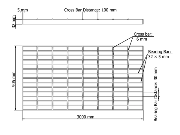 A drawing of stainless steel grating