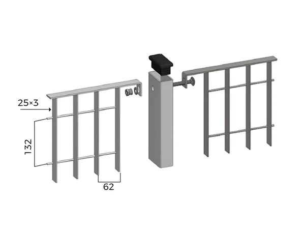 Steel grating fence with 62 × 132 mm mesh size