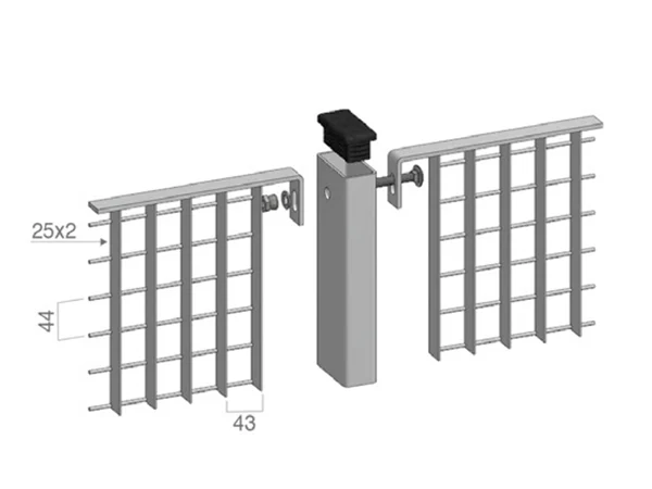 Steel grating fence  with 43 × 44 mm mesh size