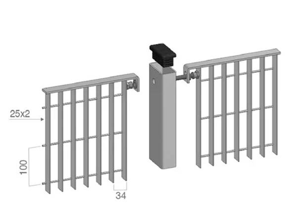 Steel grating fence with 34 × 100 mm mesh size