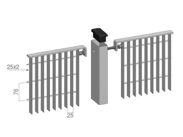 Steel grating fence with 25 × 76 mm mesh size