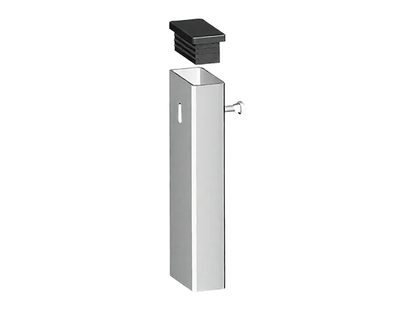 Rectangular hollow section with a cap and screws