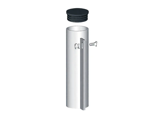 Round post with a cap and screws