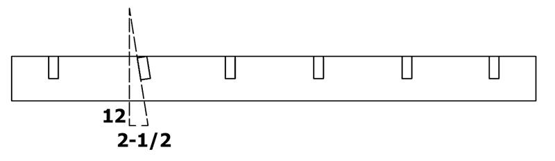 Un dibujo muestra la inclinación de la barra transversal de la rejilla de la barra de acero.
