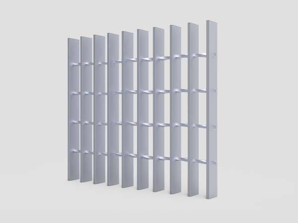 La imagen muestra la vista vertical de la rejilla de aluminio rectangular con superficie lisa.