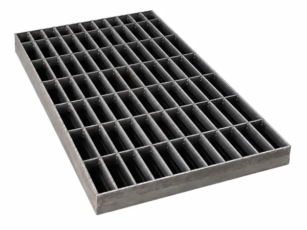 Waterjet table steel grating on a white background.